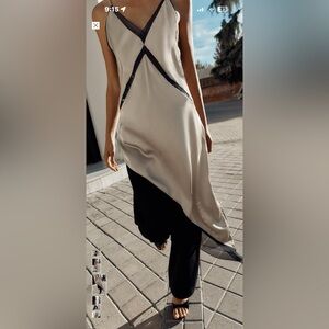 Zara Asymmetrical Cream and Black Skirt